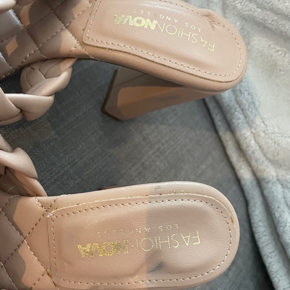 Fashion Nova Braided Quilted Heels in Tan - Picture 2 of 4